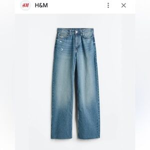 H &M, &Denim brand, ultra high waist, wide-leg jeans, mid wash